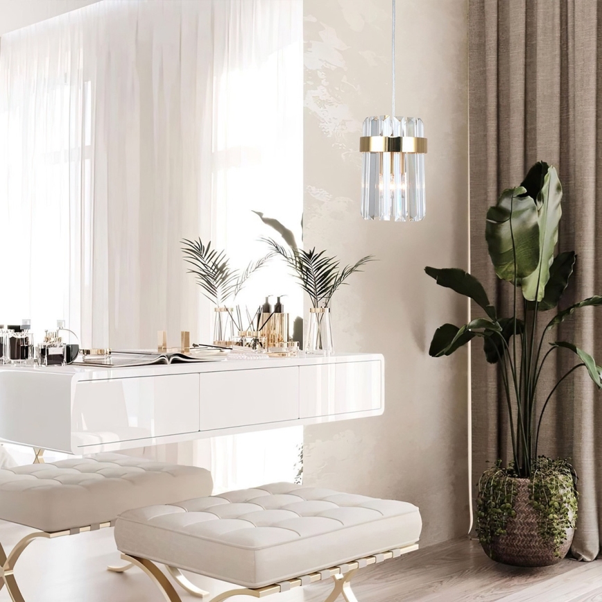 Zlatni luster na sajli VETRO 1xE14/10W/230V