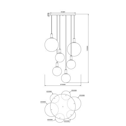 Zuma Line - Viseći luster na sajli 6xE27/25W/230V Ø 75 cm zlatna/crna