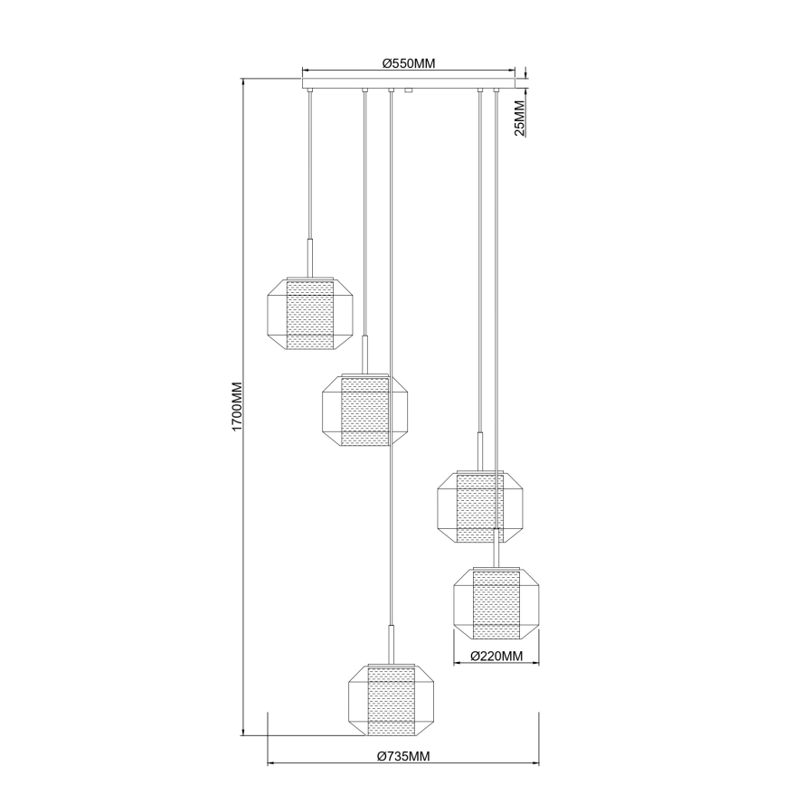 Zuma Line - Viseći luster na sajli 5xE27/25W/230V Ø 73 cm zlatna/crna
