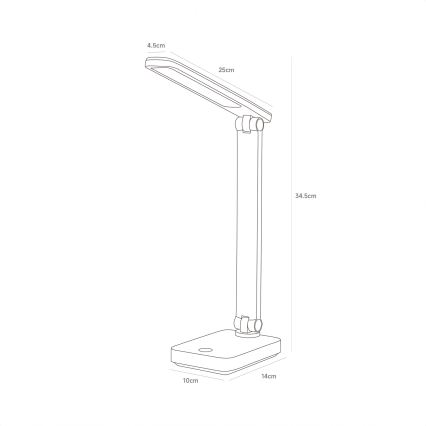 Zuma Line - LED Punjiva stolna lampa LED/8W/1200 mAh 3000/4500/6000K CRI 90 bijela