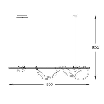 Zuma Line - LED prigušivački luster na užetu LED/60W + LED/7,5W/230V 2700-6000K crna/zlatna + daljinski upravljač