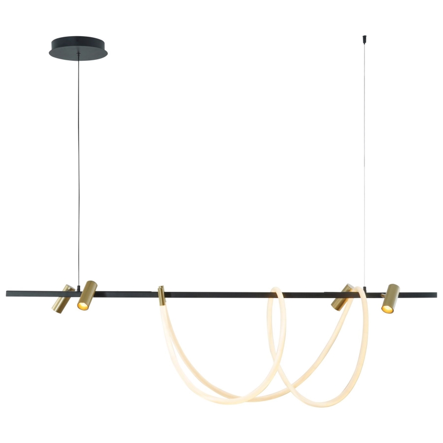 Zuma Line - LED Prigušivi luster na sajli LED/60W + LED/7,5W/230V 2700-6000K crna/zlatna + daljinski upravljač