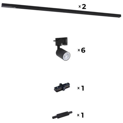 Zuma Line - Ugradna svjetiljka za tračni sustav 6xGU10/10W/230V crna + tračni pribor