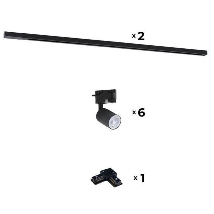 Zuma Line - Ugradna svjetiljka za tračni sustav 6xGU10/10W/230V crna + tračni pribor
