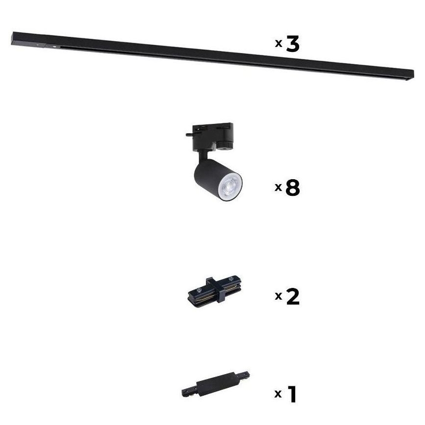 Zuma Line - Ugradbena svjetiljka za tračni sustav 8xGU10/10W/230V crna + pribor za tračni sustav