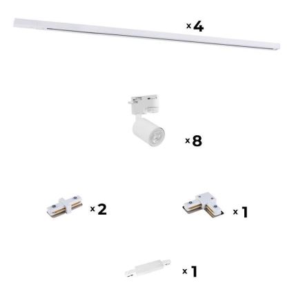 Zuma Line - Ugradbena svjetiljka za tračni sustav 8xGU10/10W/230V bijela + tračni pribor