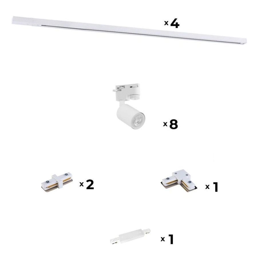 Zuma Line - Ugradbena svjetiljka za tračni sustav 8xGU10/10W/230V bijela + tračni pribor