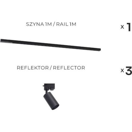 Zuma Line - Spot svjetiljka za šinski sustav 3xGU10/35W/230V crna