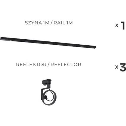 Zuma Line - Crna ugrađena svjetiljka u sustavu 3xGU10/15W/230V