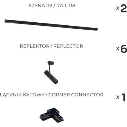 Zuma Line - Crna zidna svjetiljka u sustavu 6xGU10/35W/230V