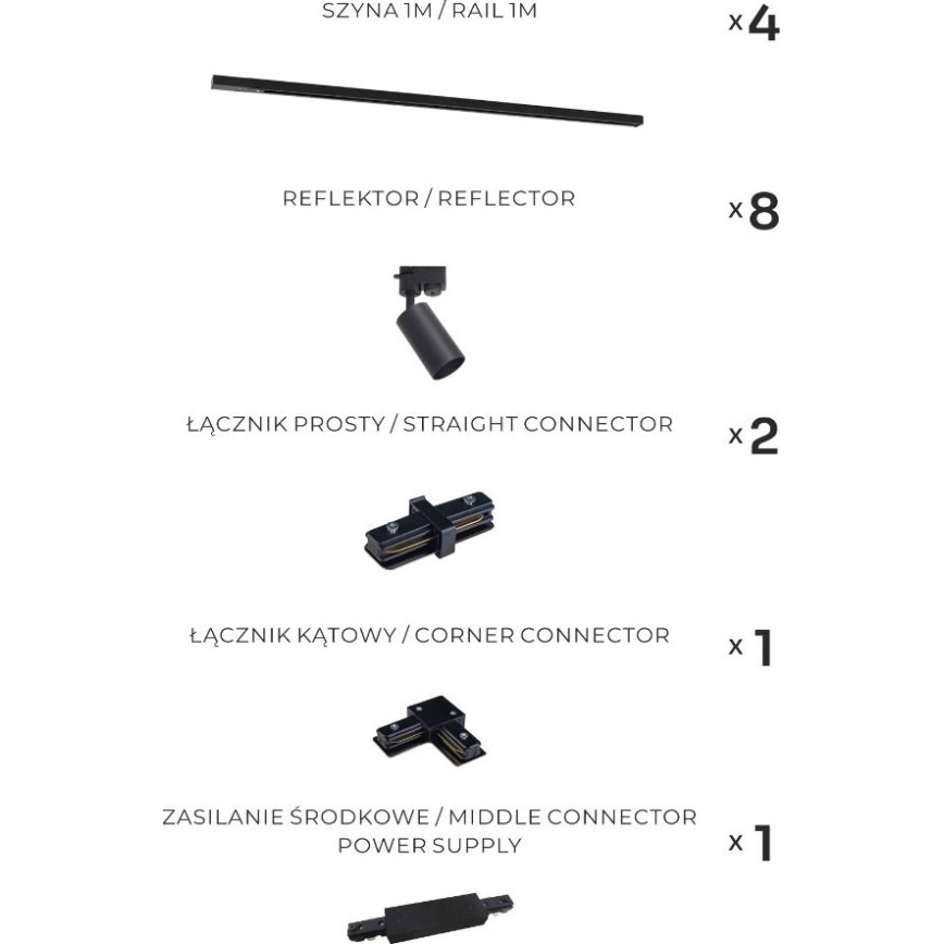 Zuma Line - Spot svjetiljka za tračnu šinu 8xGU10/35W/230V crna