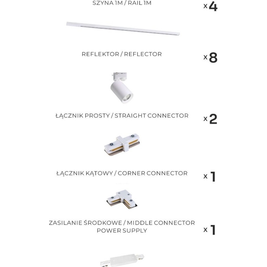 Zuma Line - Reflektor za šinski sustav 8xGU10/35W/230V bijela