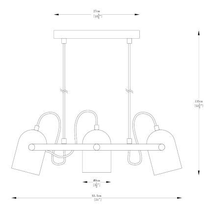 Zuma Line - Luster na sajli 3xE27/40W/230V crna/zlatna