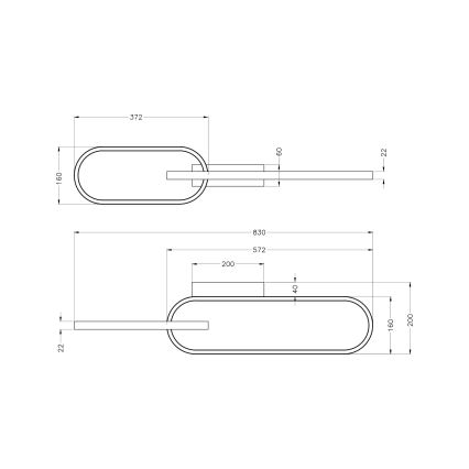 Zuma Line - LED stropno svjetlo 2xLED/24W/230V crna/zlatna