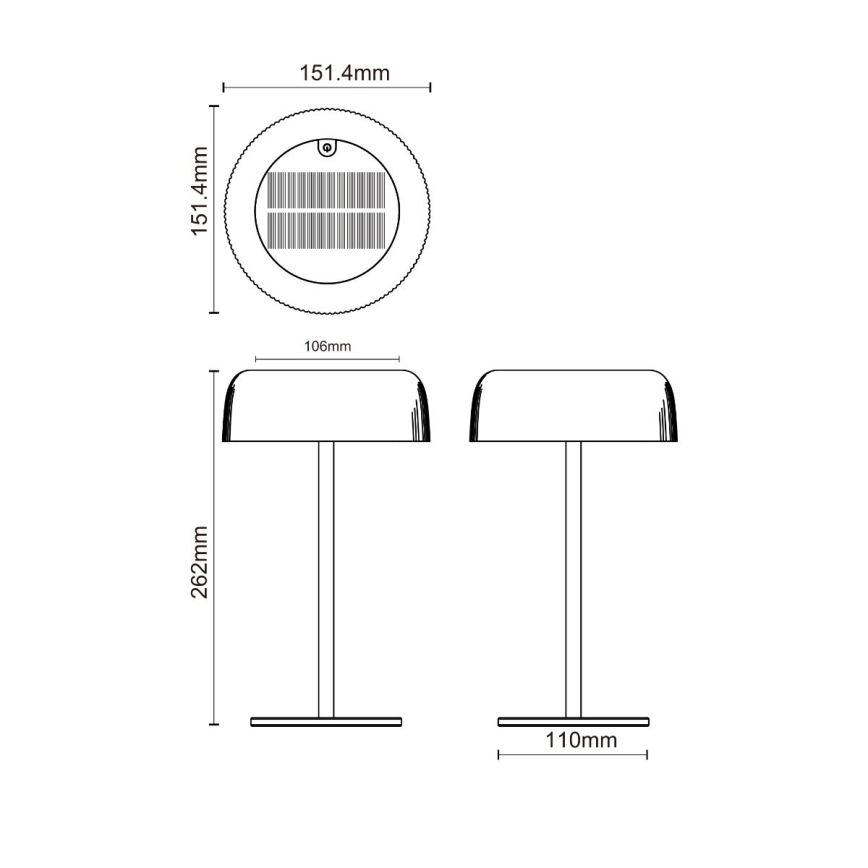 Zuma Line - LED Prigušiva solarna punjiva stolna lampa LED/2,5W/2000 mAh IP44 crna