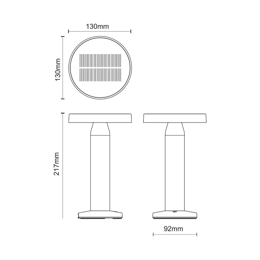Zuma Line - LED Prigušiva solarna punjiva stolna lampa LED/2W/2000 mAh IP44 crna