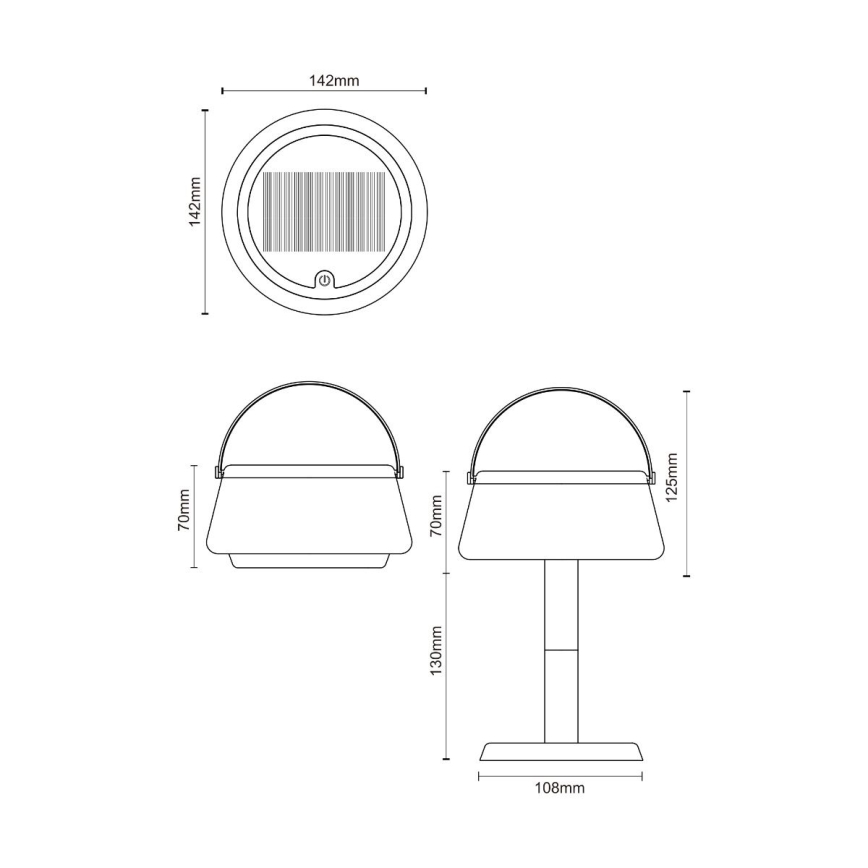 Zuma Line - LED Prigušiva solarna punjiva stolna lampa LED/2,2W/2000 mAh IP44 crna