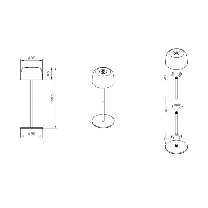 Zuma Line - LED Prigušiva punjiva stolna lampa LED/2W/1200 mAh IP44 zelena