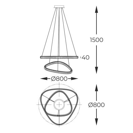 Zuma Line - LED prigušivi kristalni luster na užetu LED/36W/230V 2700-6000K + daljinski upravljač