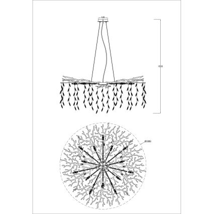 Zuma Line - Luster na sajli 14xG9/3,5W/230V Ø 100 cm zlatni