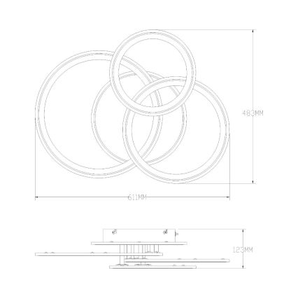 Zuma Line - LED stropna svjetiljka s prigušivanjem LED/55W/230V 3000-6000K crna + daljinski upravljač