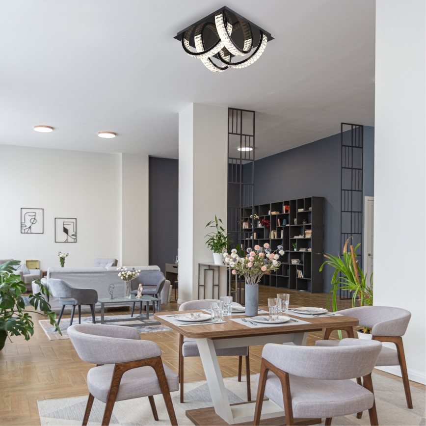 Zuma Line - LED Prigušiva kristalna stropna svjetiljka LED/23,5W/230V 2700-6000K crna + daljinski upravljač