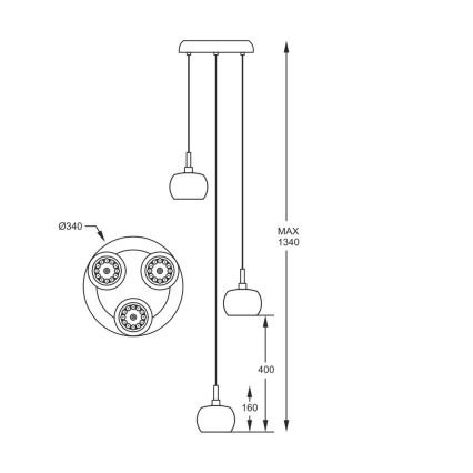 Zuma Line - Kristalni luster na sajli 3xG9/42W/230V