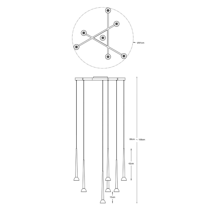 Zuma Line - LED luster na sajli 7xLED/6W/230V crna/zlatna