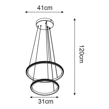 Zuma Line - LED Luster na sajli RIDE LED/22W/230V + LED/14W pr. 41 cm crna
