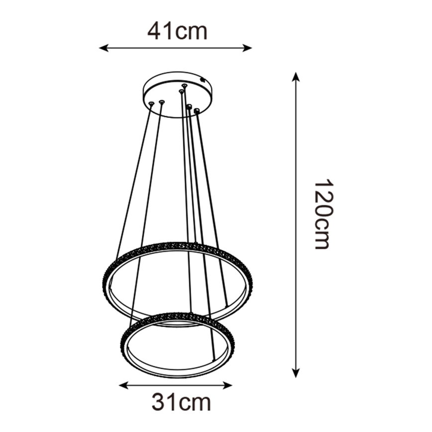 Zuma Line - LED Luster na sajli RIDE LED/22W/230V + LED/14W pr. 41 cm crna