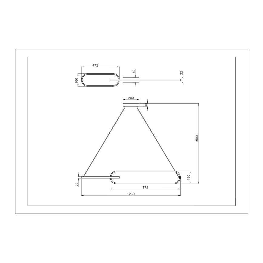 Zuma Line - LED luster na sajli 2xLED/40W/230V crna/zlatna