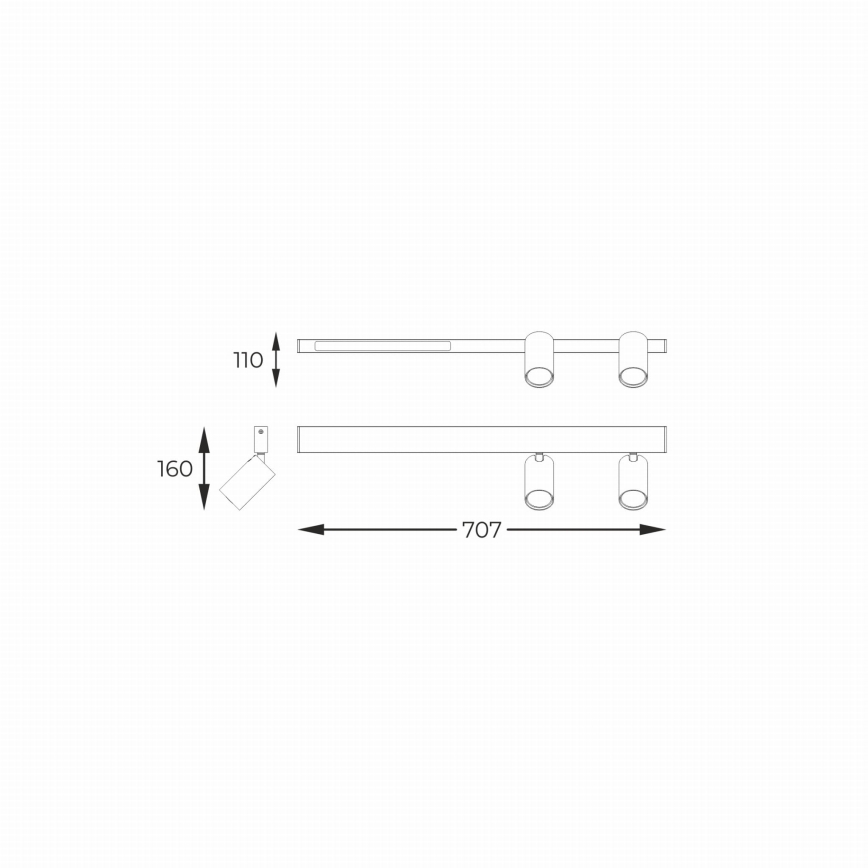 Zuma Line - LED Zidna reflektorska svjetiljka 2xGU10/5W/230V + LED/8W crna