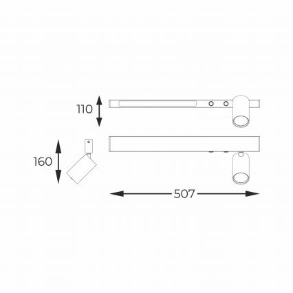 Zuma Line - LED Zidna reflektorska svjetiljka 1xGU10/5W/230V + LED/8W crna