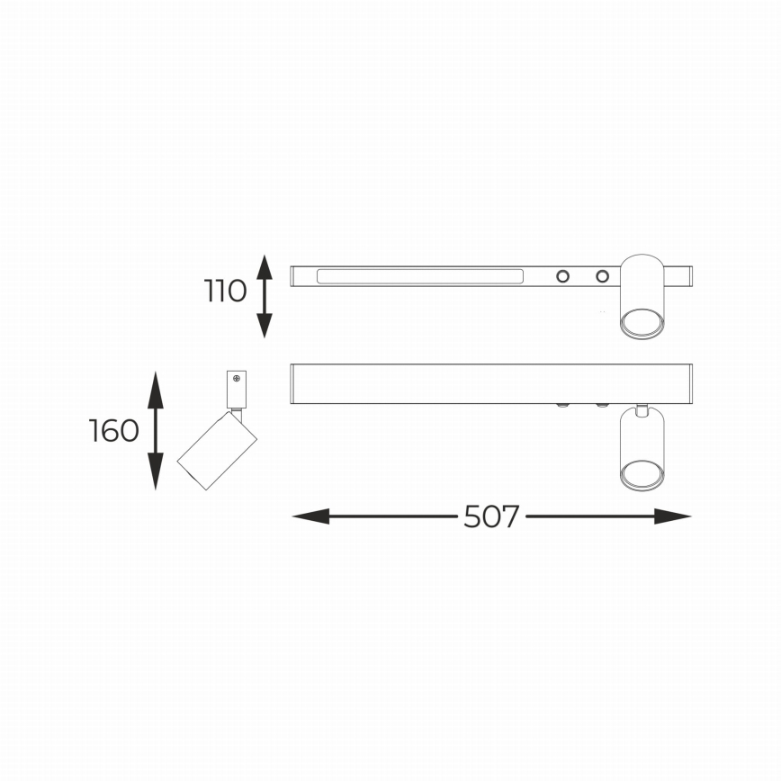 Zuma Line - LED Zidna reflektorska svjetiljka 1xGU10/5W/230V + LED/8W crna