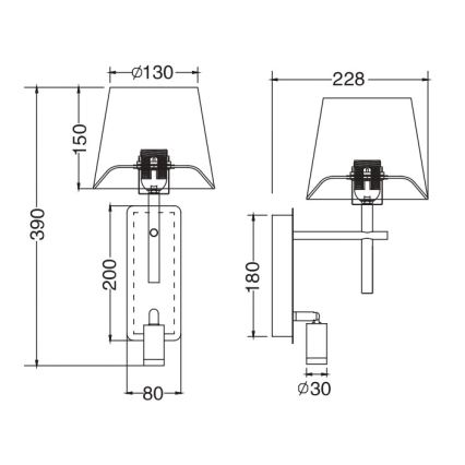 Zuma Line - LED zidna svjetiljka 1xE27/40W/230V + LED/2,5W crna/bijela