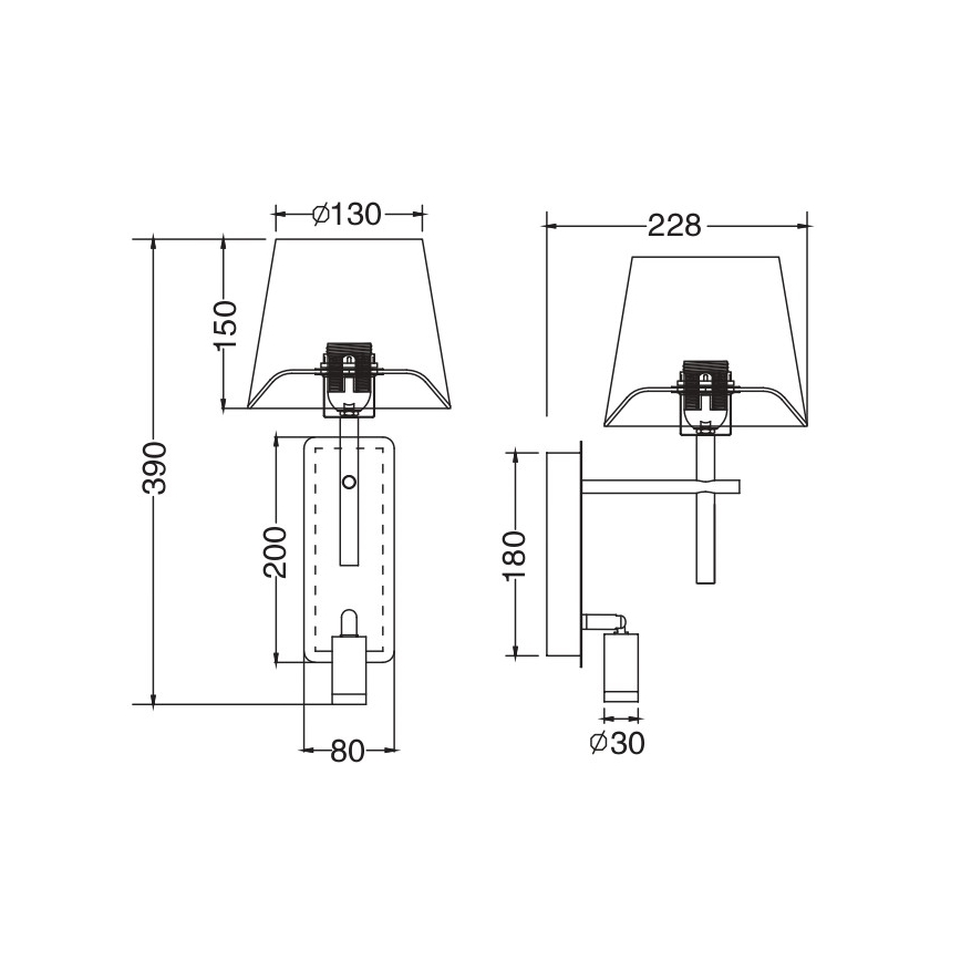 Zuma Line - LED zidna svjetiljka 1xE27/40W/230V + LED/2,5W crna/bijela