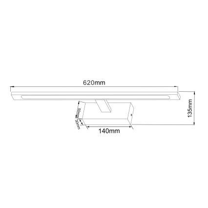 Zuma Line - LED Rasvjeta za ogledalo u kupaonici LED/20W/230V 62 cm IP44 zlatna