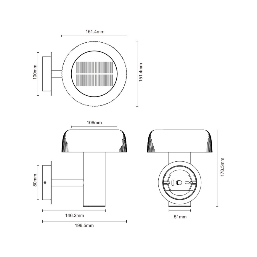 Zuma Line - LED Solarna zidna lampa LED/2,5W/2000 mAh IP44 crna